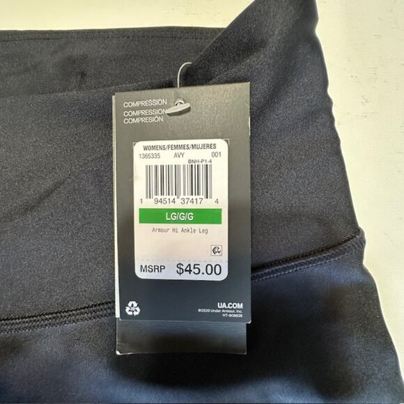 Under Armour Black Compression High Rise Full Length Legging Size Large NWT - Picture 2 of 5